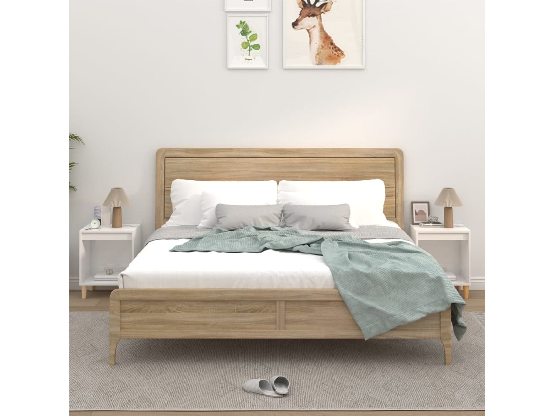 Vidaxl Mesas De Cabeceira 2 Pcs 40x35x50 Cm Branco Brilhante