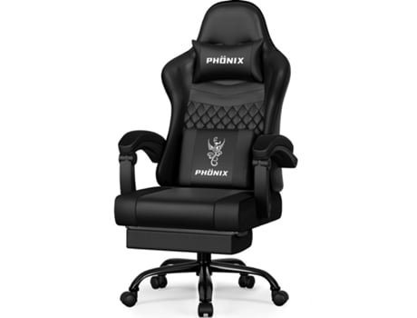 Cadeira gamer ergonômica com apoio para os pés, reclinável 165°, couro premium, confortável, design elegante, preta Adormii