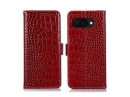 Capa De Celular Em Couro De Vaca Com Camada Superior De Crocodilo Para Google Pixel 9a