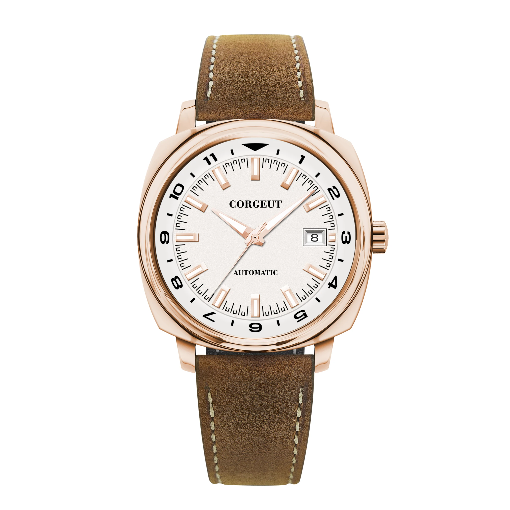 Relógio Masculino Mecânico Automático (branco) De 42 Mm, Com Vidro Mineral Resistente À Água.