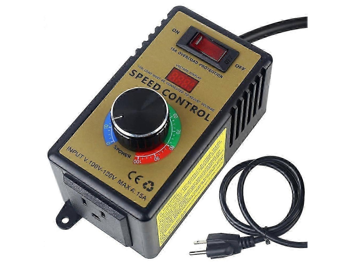 Controlador de velocidade para motor CA - Ajustável 100V-120V e 15A máx., regulador de velocidade variável para ventilador elétrico com plugue americano