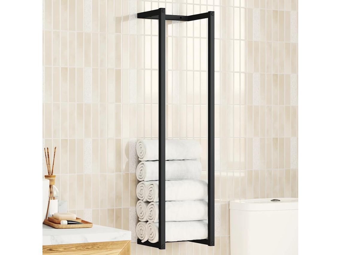 Vidaxl Toalheiro 25x20x95 Cm Ferro Preto
