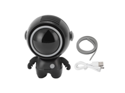 Ventilador Mini Astronauta Usb Recarregável Sem Lâmina Preto
