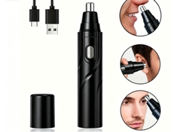 Aparador De Pelos Do Nariz E Orelhas Recarregável Via Usb, Máquina De Barbear Unissexo - Preto