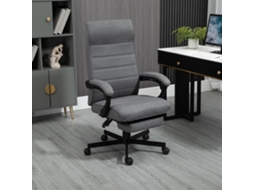 Cadeira de Escritório Giratória Reclinável com Alt.ajust. e Apoio para os Pés Retrátil 68x67x106 114 Cm Cinza
