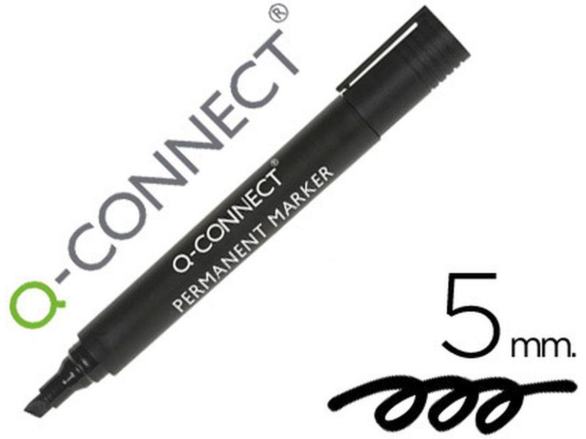 Marcador Q Connect Permanente Preto Ponta Biselada 5.0mm Vendas Múltiplos 10