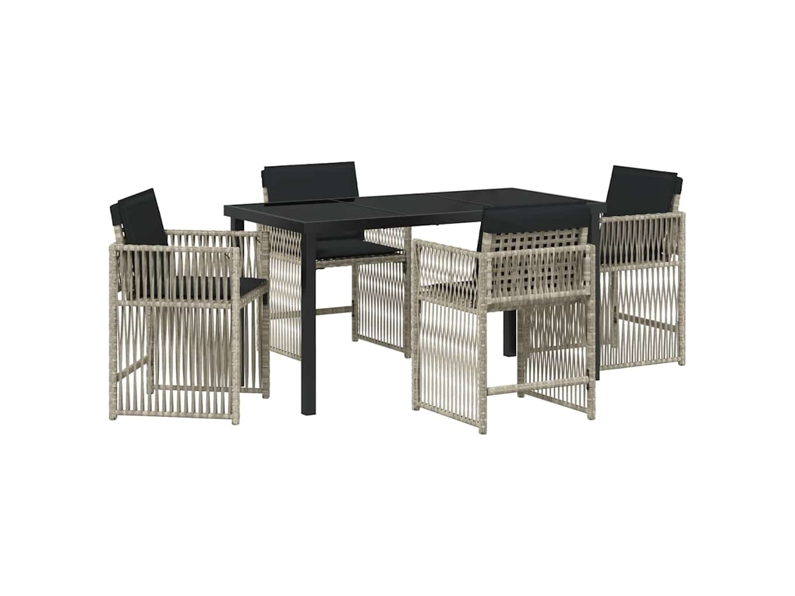 Conjunto de Jantar para Jardim 5 Pcs - Móveis de Jardim para Refeição Cinzento claro Vime Pe HARLANV1