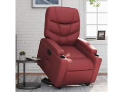 Vidaxl Poltrona Reclinável Elevatória Couro Artificial Vermelho Tinto