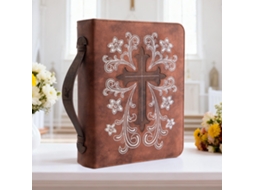 Pu Leather Cross Cover Handheld Document Bag Bible Pack Women S Book Zip Tote, Embroidered Cross, Pink Cover Only