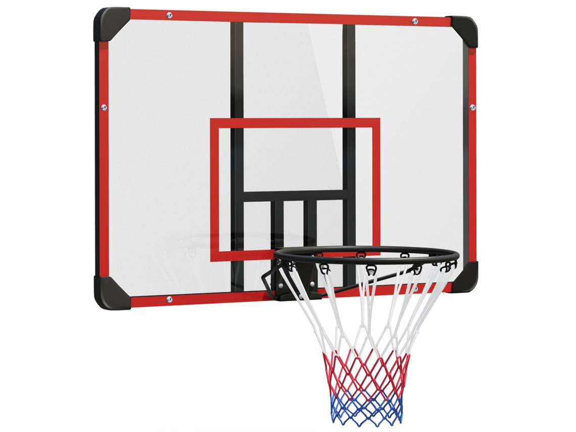 Cesto de Basquete para Parede interno/externo tábua resistente em Pc rede de Nylon aro de aço 113x61x73cm BTFORUS