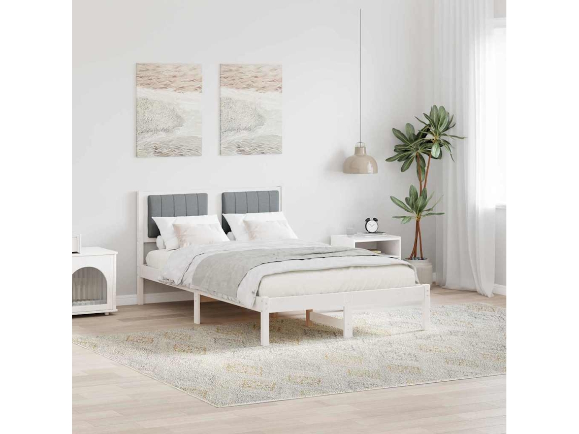 Vidaxl Estrutura De Cama Com Cabeceira Estofada Cinzento-claro