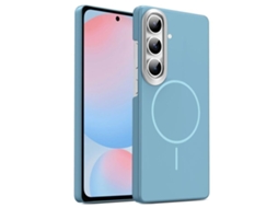 Capa Para Samsung Galaxy S24 Fe 5g Fina Circular Magsafe À Prova De Choque Dourada Em Policarbonato Azul Oceano