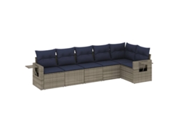 Conjunto de Sofá de Jardim, 6 Peças, Almofadas, Rattan Cinza MAISON EXCLUSIVE