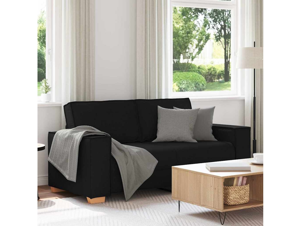 Vidaxl Sofá De 2 Lugares Preto 180x78x84 Cm Tecido