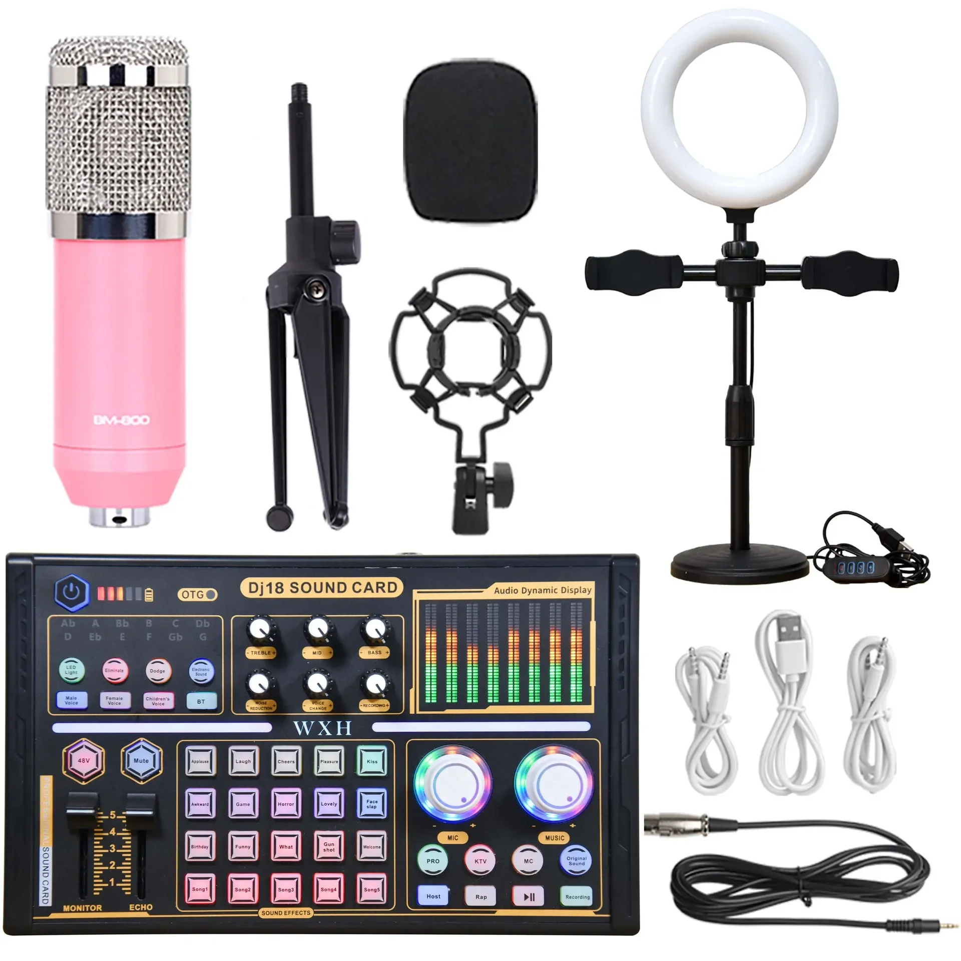 Ring Light para Microfone Condensador de Estúdio Profissional 48v MDUG (rosa Prateado)