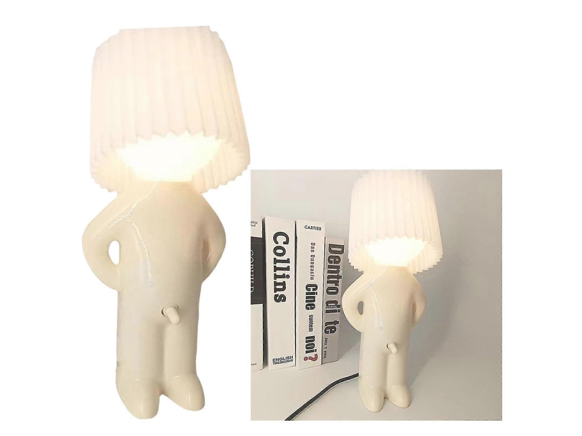 Omni lámpara de Escritorio Niño Travieso Hombre Tímido, Lámpara de Mesa Pequeña Luz Nocturna de Dormitorio Blanco