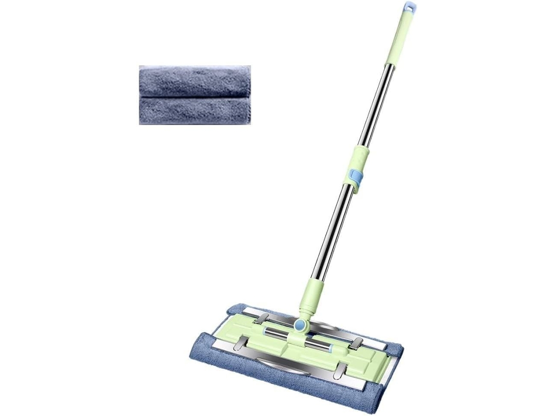 Esfregão Doméstico Plano Com Cabo De Aço Inoxidável E Microfibra Lavável