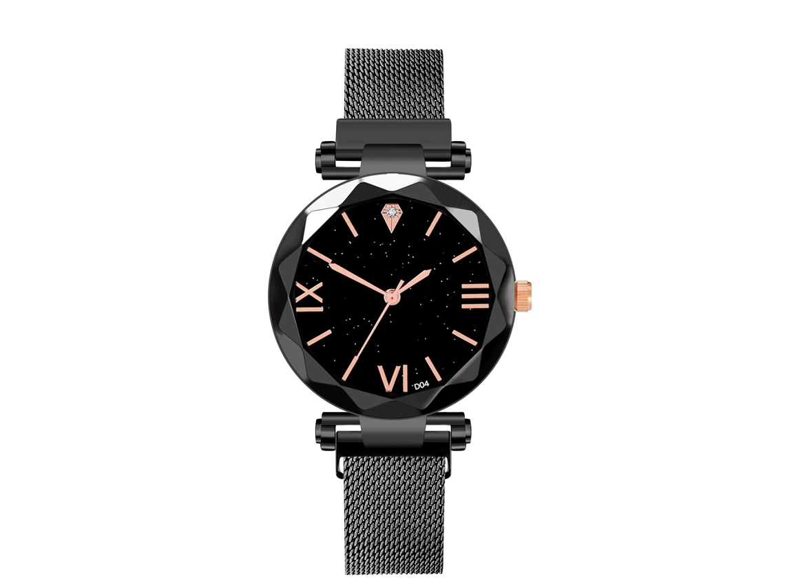 Relógio de pulso masculino casual e elegante com mostrador redondo de quartzo (preto)