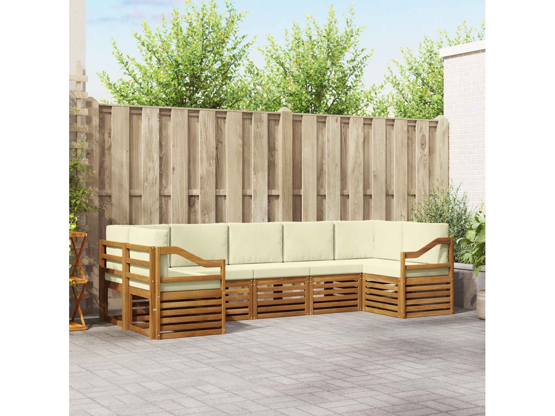 Vidaxl Conjunto De Sofás Para Exterior 7 Unid. Natural E Creme