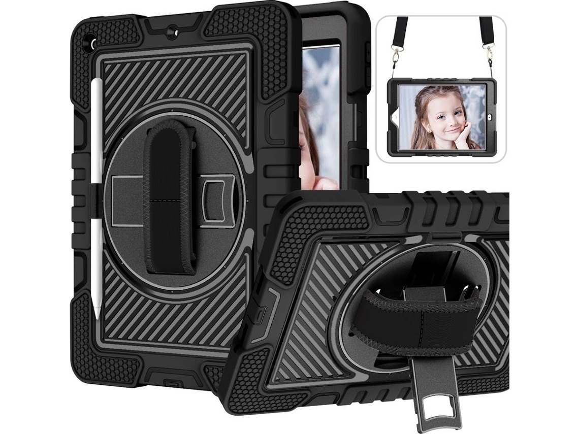 Capa Robusta Para Tablet Ipad10.2 Rugged Protective Cor Preta Elysve