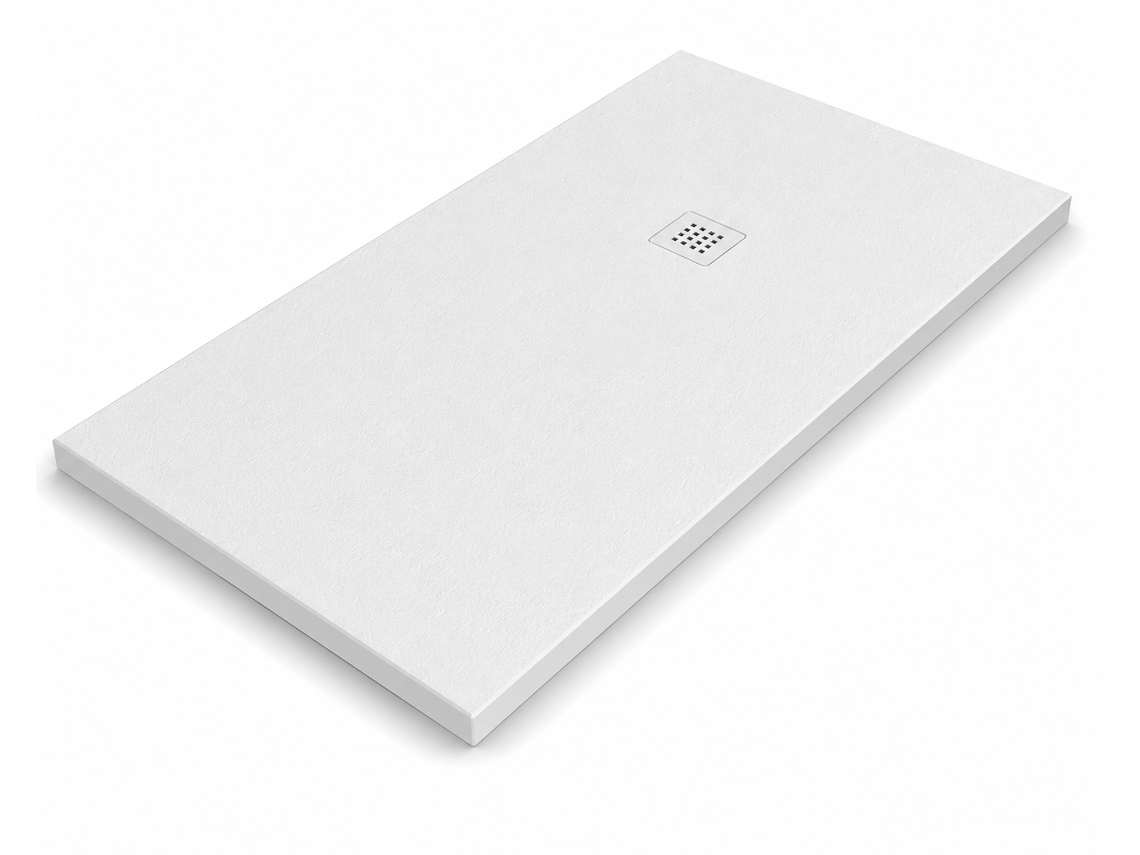 Base De Chuveiro Ardesia 80x100 Cm Branco Grelha Branco