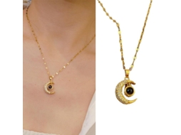 2026 colgante Luna Crescente Collar Cadena Clavícula 100 Idiomas Te Amo Regalo para Mujer