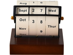 Calendário Giratório de Madeira, Calendário Perpétuo, Acessório Prático para Fotografia, Calendário de Contagem Regressiva de Mesa BRILVIBERA