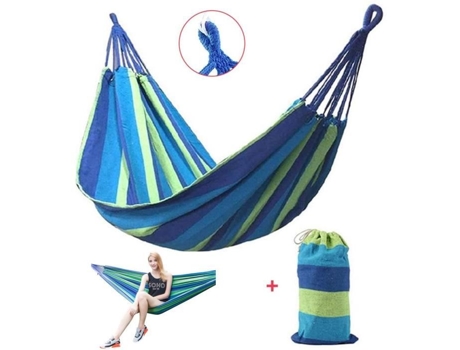 Rede de acampamento ao ar livre 280x150cm Vela 2 pessoas 200kg Carga Lazer Pátio Acampamento leve - Azul JASENX