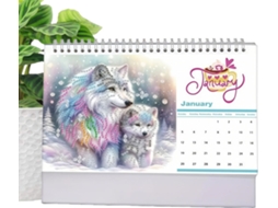 Calendário De Mesa 2026, Pintura Artística Com Pedras Preciosas,