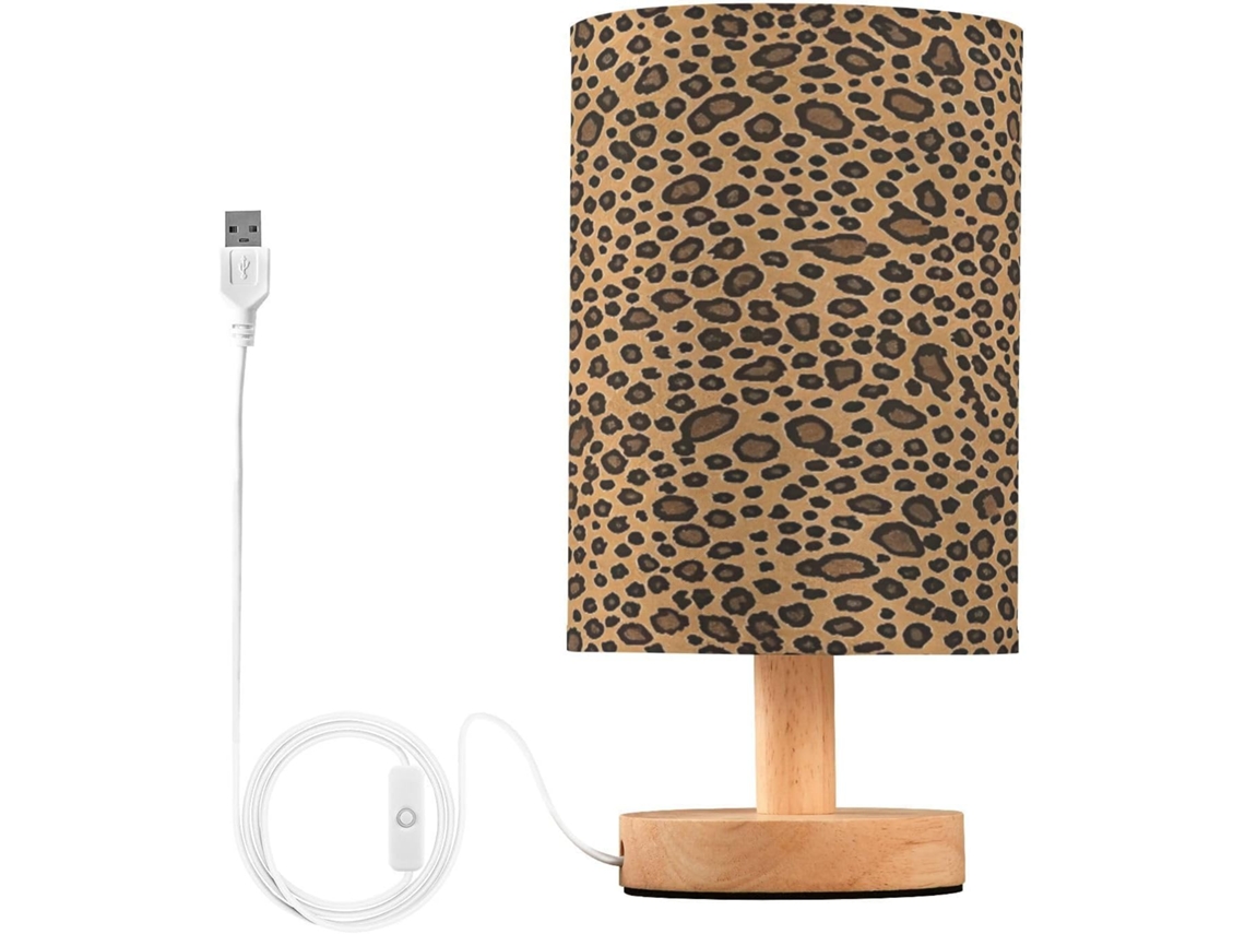 Abajur De Cabeceira Com Estampa Leopardo Para Quarto, Abajur De Cabeceira Led, Luminária De Leitura Com Portas Usb E