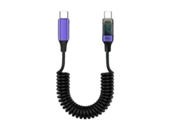 Cabo De Dados Usb C Pd100w Com Carregamento Rápido E Visor Inteligente, Cabo Flexível Com Mola Para Notebook E Celular Nostalgia88 (roxo)