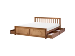 Cama Con 4 Cajones Beliani Olendon De Madera De Pino Marrón 150x206x82