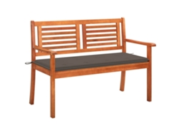 Vidaxl Banco De Jardim 2 Lugares C/ Almofadão 120 Cm Eucalipto Maciço