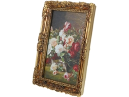 Porta Retratos Vintage Resina Dourada Design Exclusivo Acabamento Impecável Estilo Europeu Relevo Ideal GOKOCO