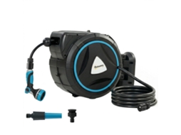 Enrolador de Mangueira de Jardim Automático 23+2m,bobina de Parede com Pistola 10+2 Modos,55x31x50cm Azul