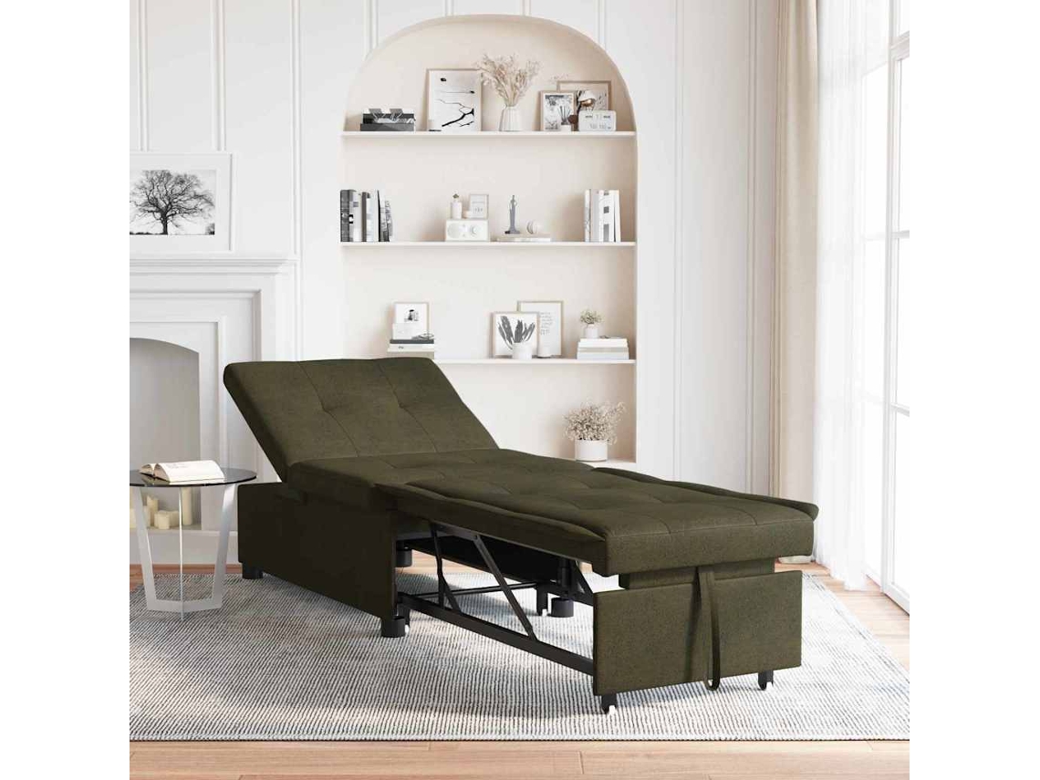 Vidaxl Sofá-cama Verde Exército 194 X 67 X 82 Cm Tecido Huahua