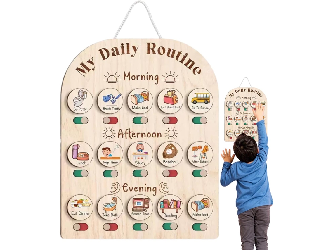 Quadro De Rotina Diária- De Madeira Para Planejamento Infantil, Quadros De, Material Escolar Sala De Aula Da