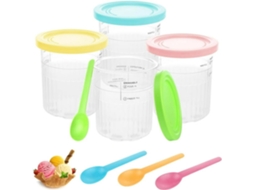 Recipientes De Substituição De Meio Litro De Materiais De Qualidade Alimentar Para Ninja Creami, Design Antiderrapante Compatível Com Ninja Nc500 E Nc