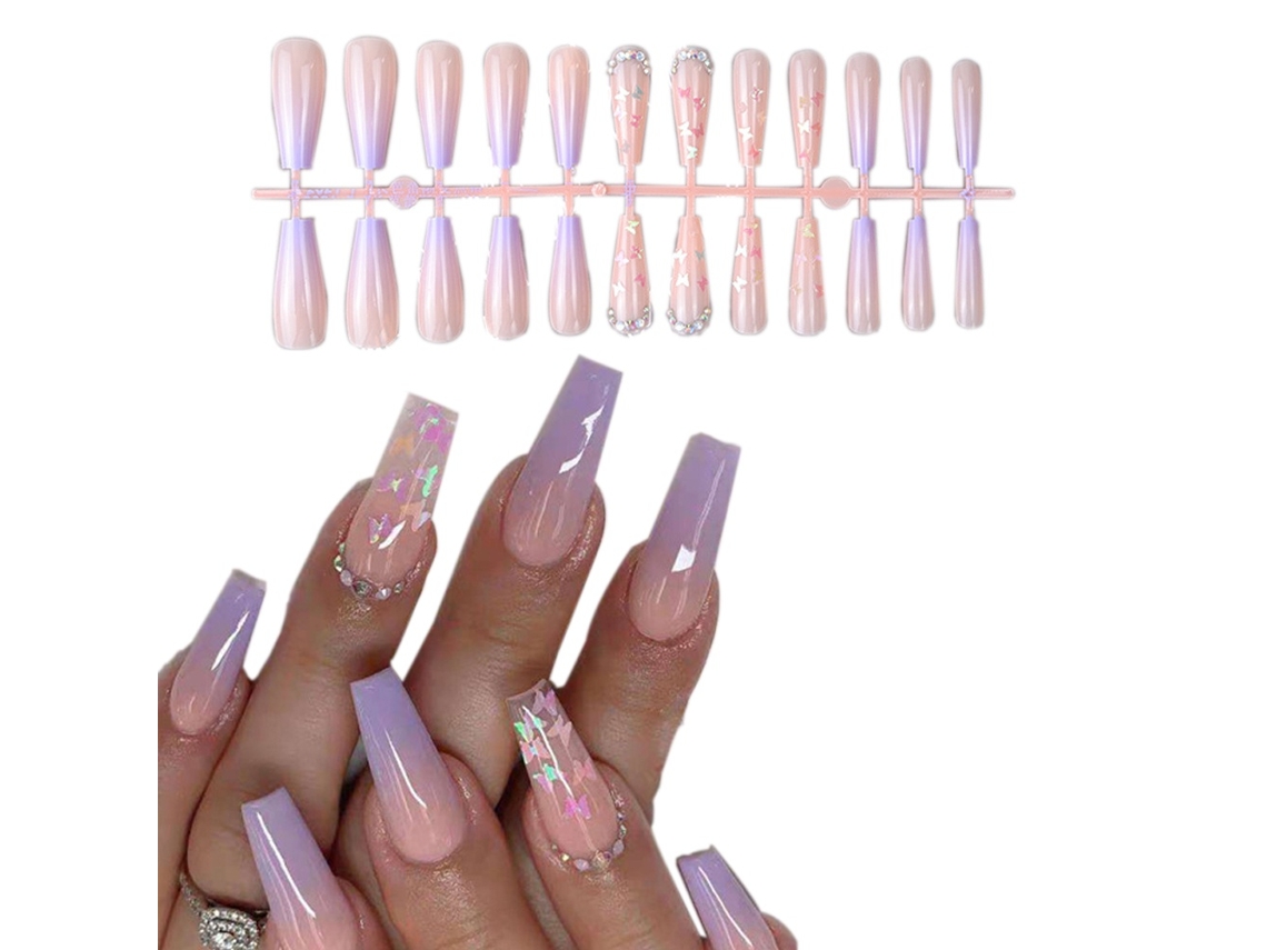 Unhas Postiças Elysve Removíveis Patch De Unha Falsa Estilo Balé 24 Peças