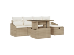 Conjunto 6 Móveis De Jardim Vidaxl Bege Vime Pe (100 X 55 X 73 Cm)