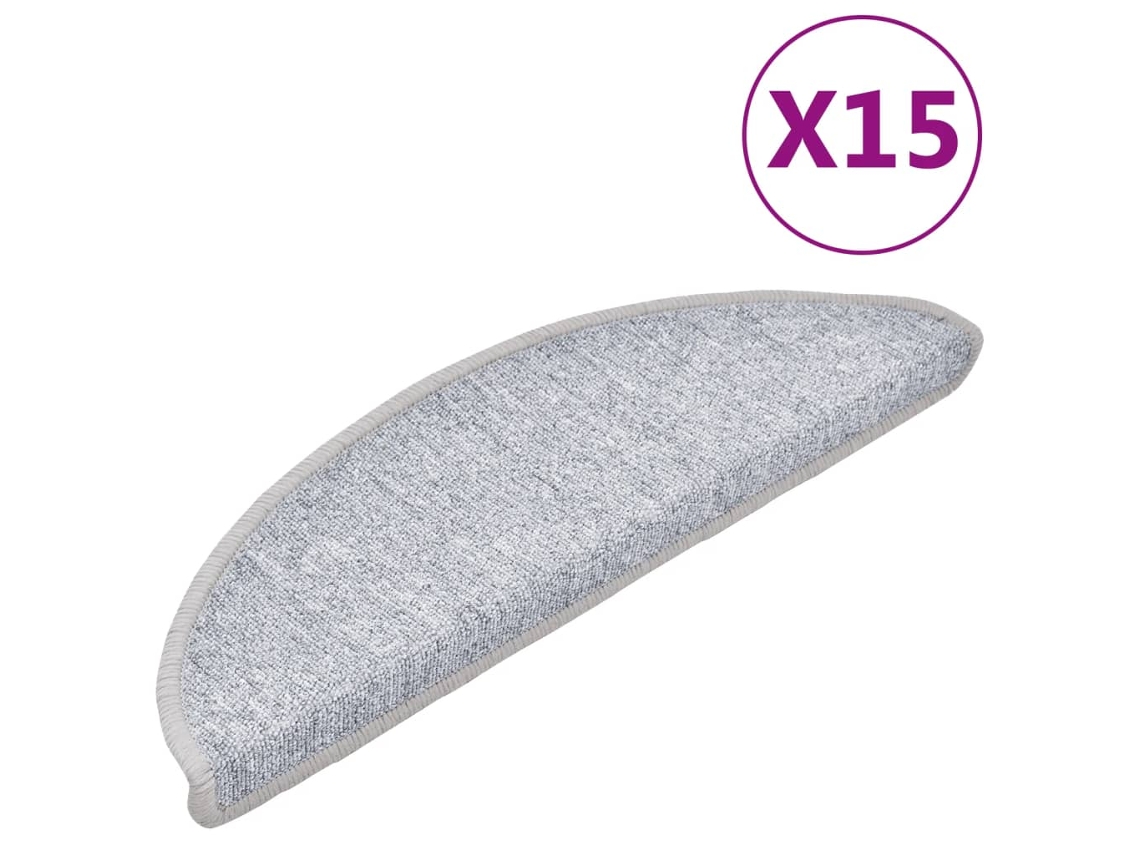 Tapetes de Escada 15 Pcs 56x17x3 Cm Cinzento Claro MAISON EXCLUSIVE