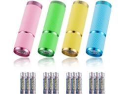 4 Lanternas Led Mini com Cabo Fluorescente, 12 Pilhas Aaa Incluídas para Acampamento, Ciclismo, Trekking e Emergências