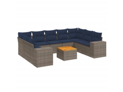 Conjunto de Sofá de Jardim, 10 Peças, Almofadas, Rattan Cinza MAISON EXCLUSIVE