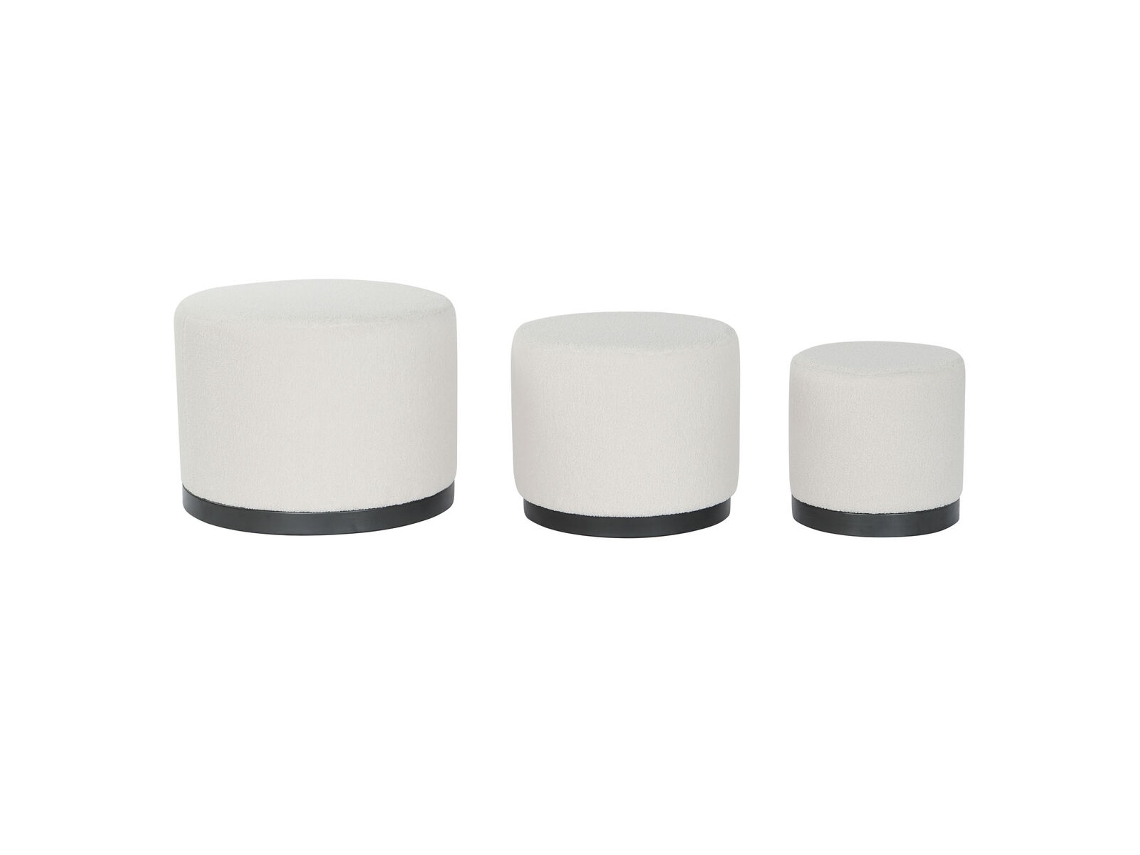 Repousa Pés DKD HOME DECOR Branco Preto Poliéster Madeira Mdf Scandi 60 X 60 X 45 Cm 3 Unidades