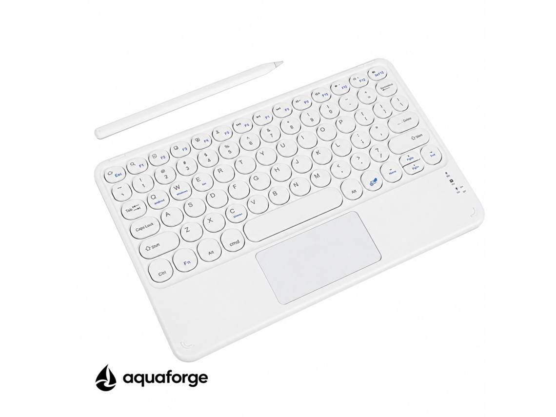 Teclado Bluetooth Touchpad Compacto Branco, Para Tablet