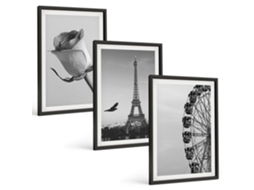 Conjunto De Pinturas Rosa, Torre Eiffel, Roda-gigante Espelharte (3 Peças 40x60 Cm)