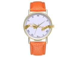 Reloj Analógico De Cuarzo Con Correa Pu Patrón Clásico Para Mujer Y Hombre (naranja)