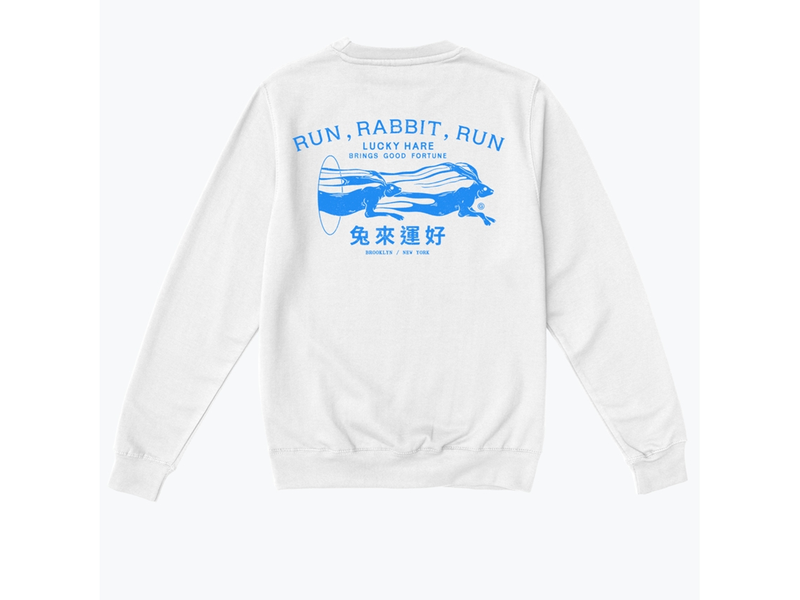 Unisex Run Rabbit Run White Sweatshirt-l
