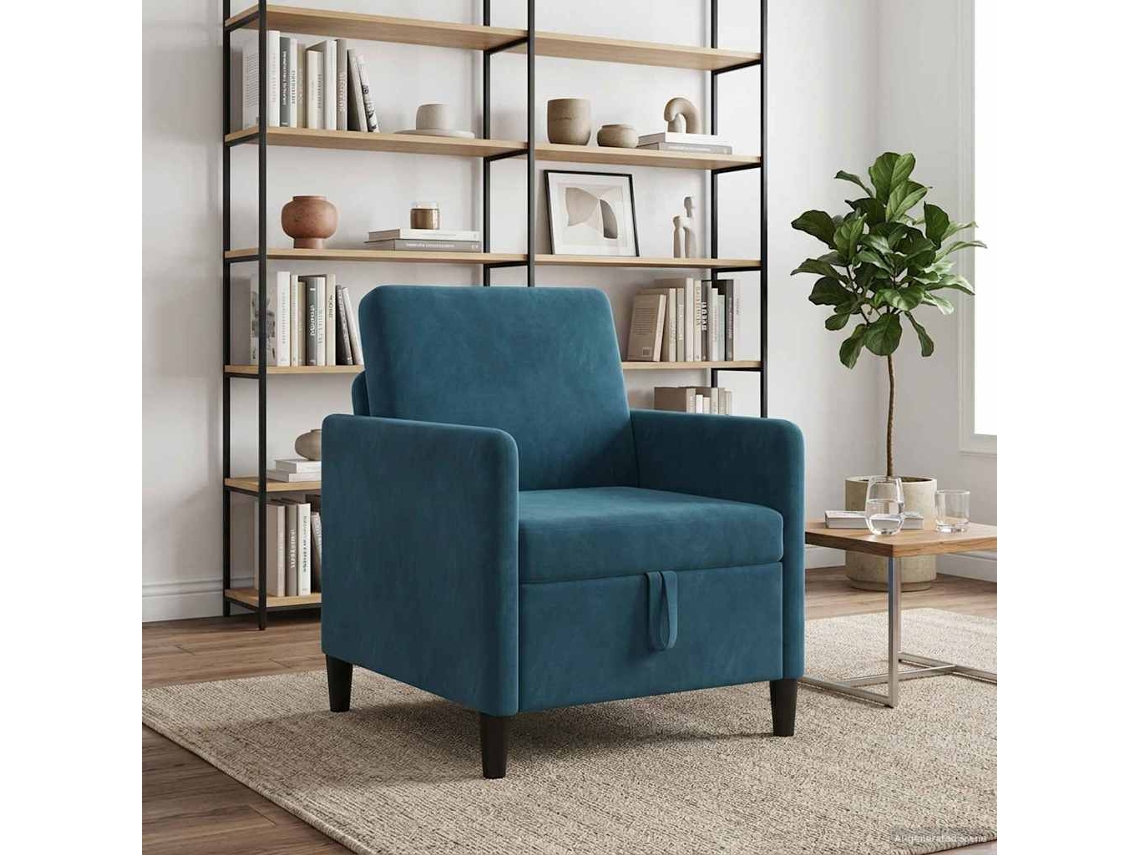 Vidaxl Sofa Com Armazenamento Azul 72 X 78 X 87 Cm Poliéster