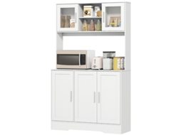 Armário Cozinha Escandinavo 4 Armários Portas Vidro Branco VELTRIX